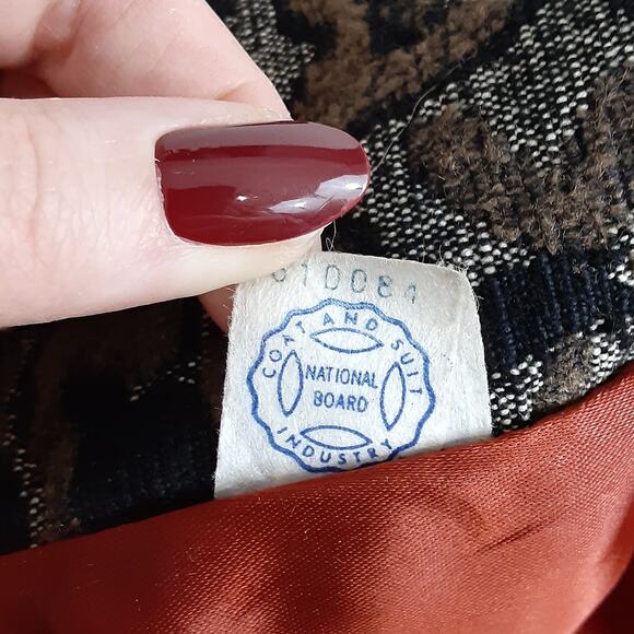 Vintage 70s Penny Lane FUR Mod Carpet Coat Sheared Beaver Damask Tapestry Hippie - Picture 15 of 16